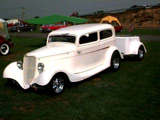 <1934 Ford with trailer street rod hotrod>